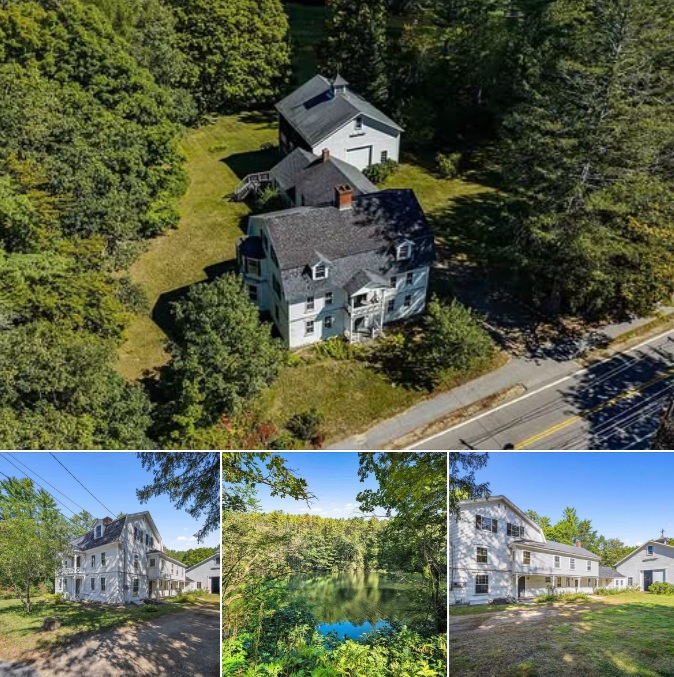 Built in 1841! Stunning New Hampshire Home With 6 Bedrooms, Historic Barn and Pond Views for $388,000!