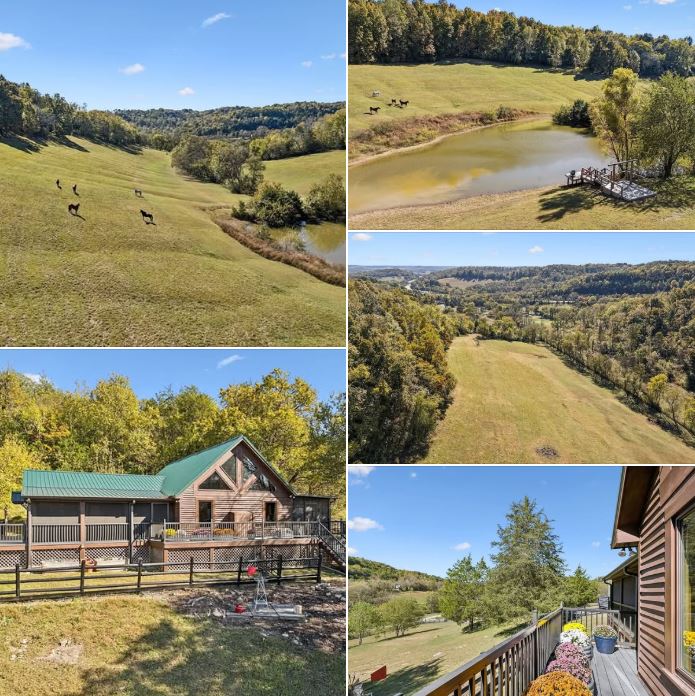 75.56 Private Acres in Tennessee! Beautiful Updated Cabin With a Horse Barn, Fenced Pastures, Pond and Woodland Trails