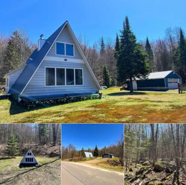 Cozy A-Frame Retreat on 63 Wooded Acres with Garage and Direct Access to Thousands of Acres in Saint Regis Falls, New York