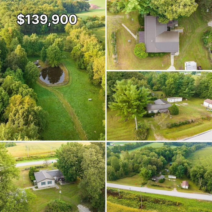 Only $139,900! Ohio Home on 6.86 Acres With a Pond, Barn & 500 Blueberry Bushes!