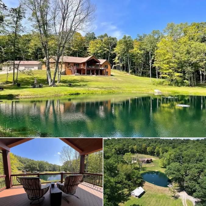 33 Acres in Ohio With a Beautiful Modern Home, Finished Basement & Two Rustic Log Cabins!