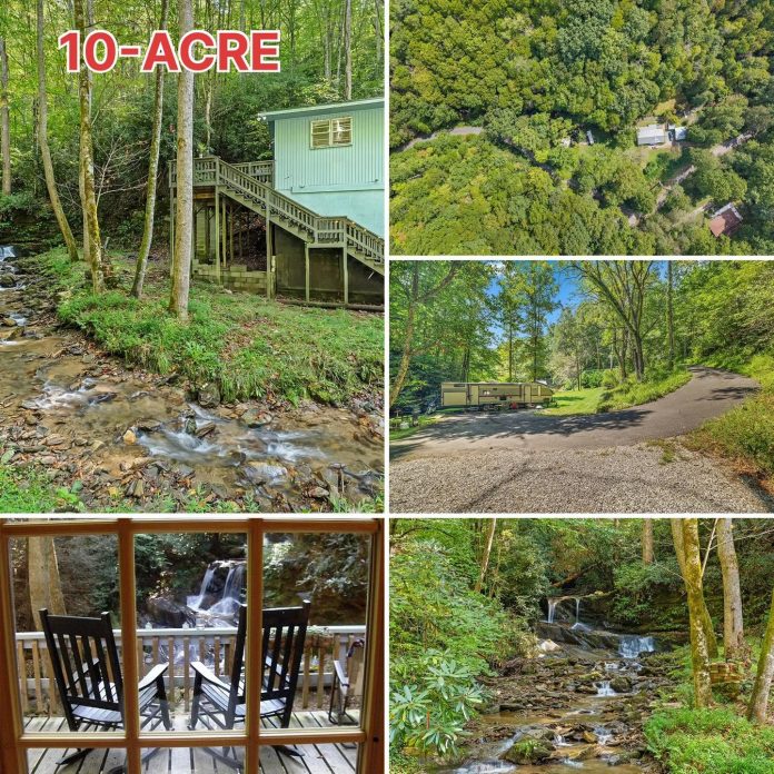 North Carolina Mountain Cabin With a Waterfall & 10 Acres for $275,000!