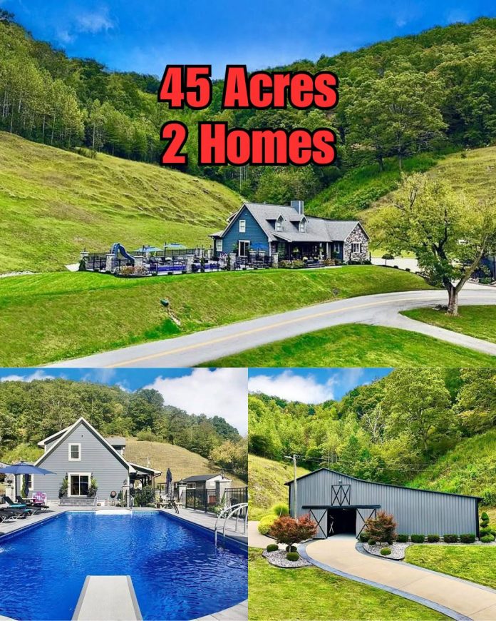 Stunning Kentucky Estate on 45 Acres With a Guest House, Pool & Horse Barn!