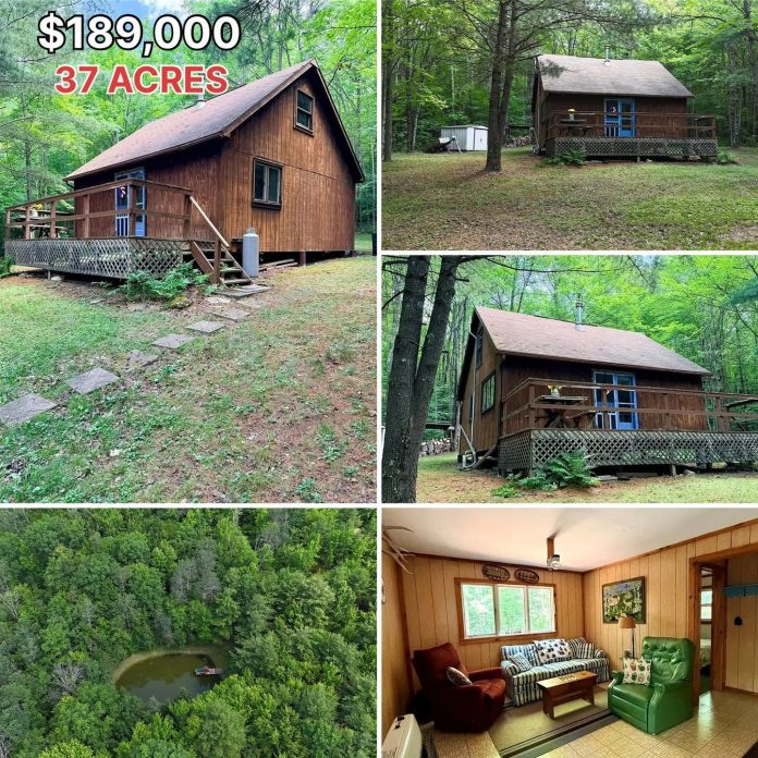 37 Acres, a 2-Bedroom Cabin & Private Fishing Pond in New York for $189K!