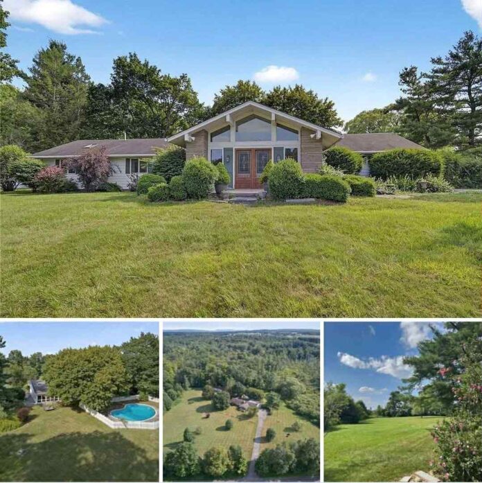 21 Private Acres in New York with Stunning Midcentury Home, Pool, and Guest Studio!